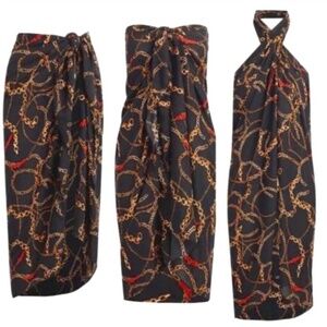 NWT WALTER BAKER PARADISE OS SARONG WRAP SWIM COVER UP SKIRT TOP IBIZA C…